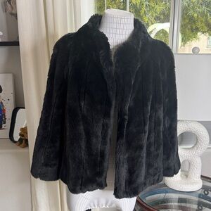 Inc International Black Faux Fur Cropped Jacket